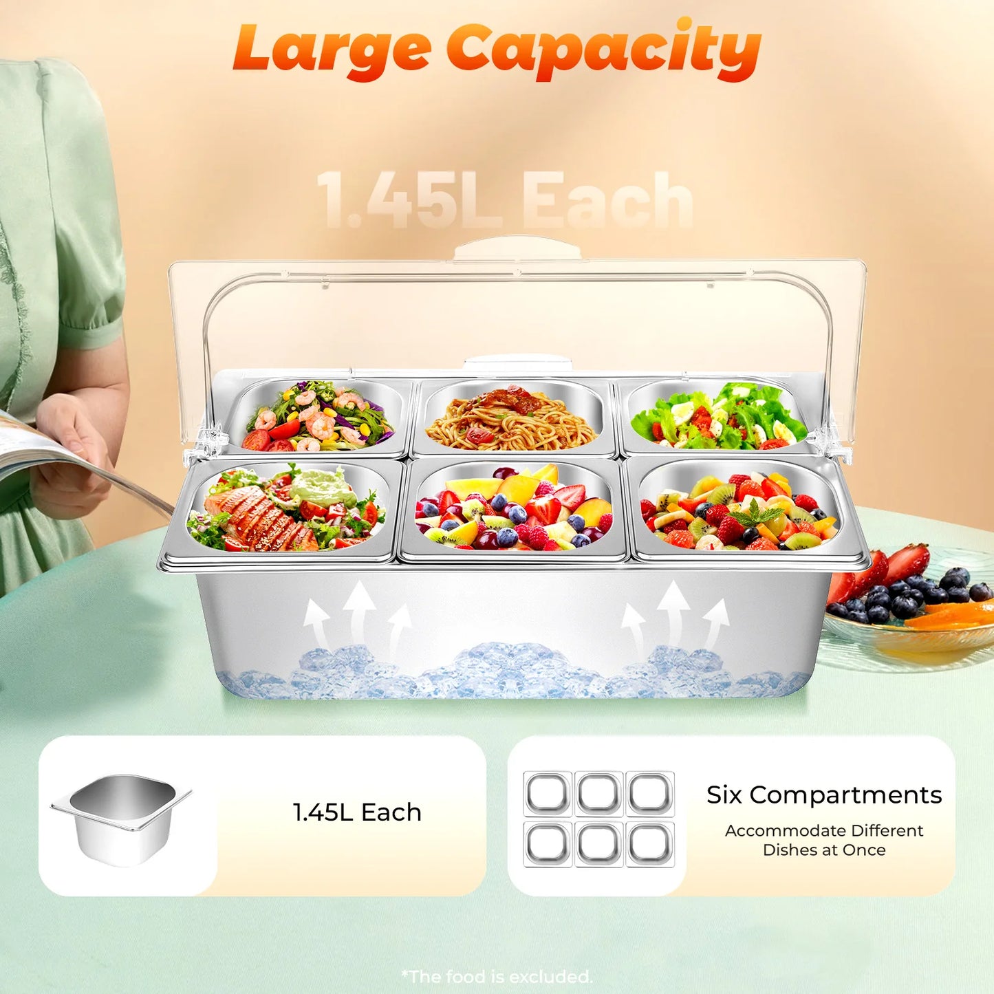 Bymaocar Countertop Condiment Dispenser Buffet Tray For Salad Dressings