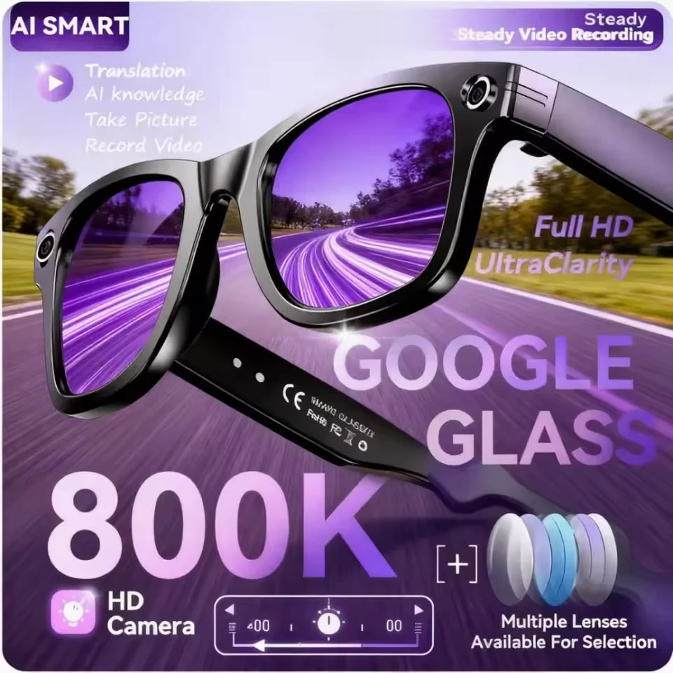 GUHUAVMI Camera AI Glasses With Translation, 720P Dual Cameras, Waterproof