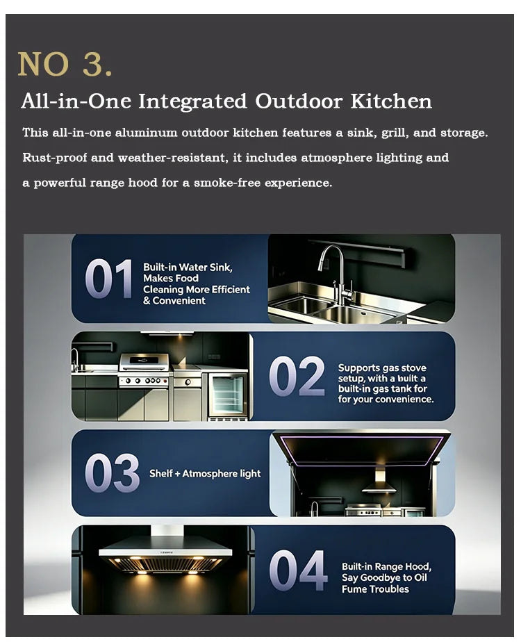 Outdoor Kitchen Cabinet 304 Stainless Steel Fully Equipped