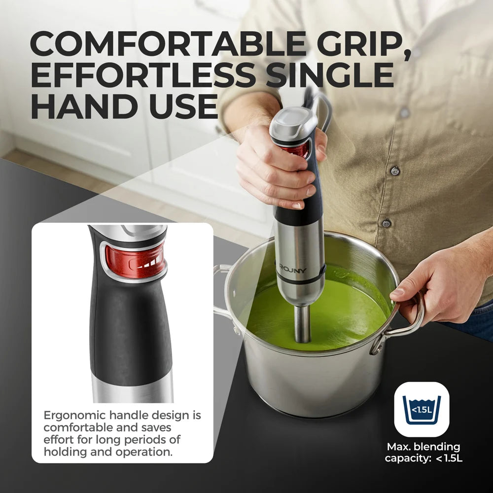 Rouny 1500W Electric Handheld Stick Blender 6 In 1 Immersion