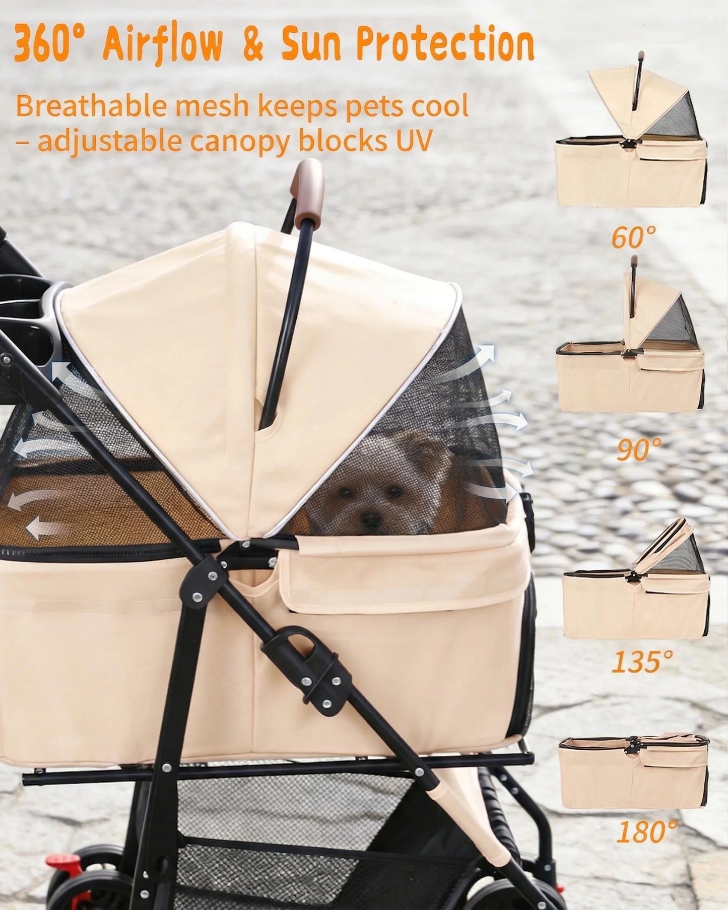 Cabusatly 2in1 Pet Stroller For Small Dogs Cats Foldable Carrier