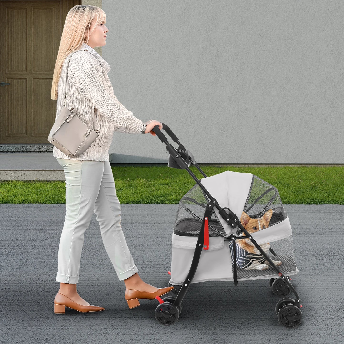 Bymaocar Foldable Pet Stroller For Medium Dogs And Cats