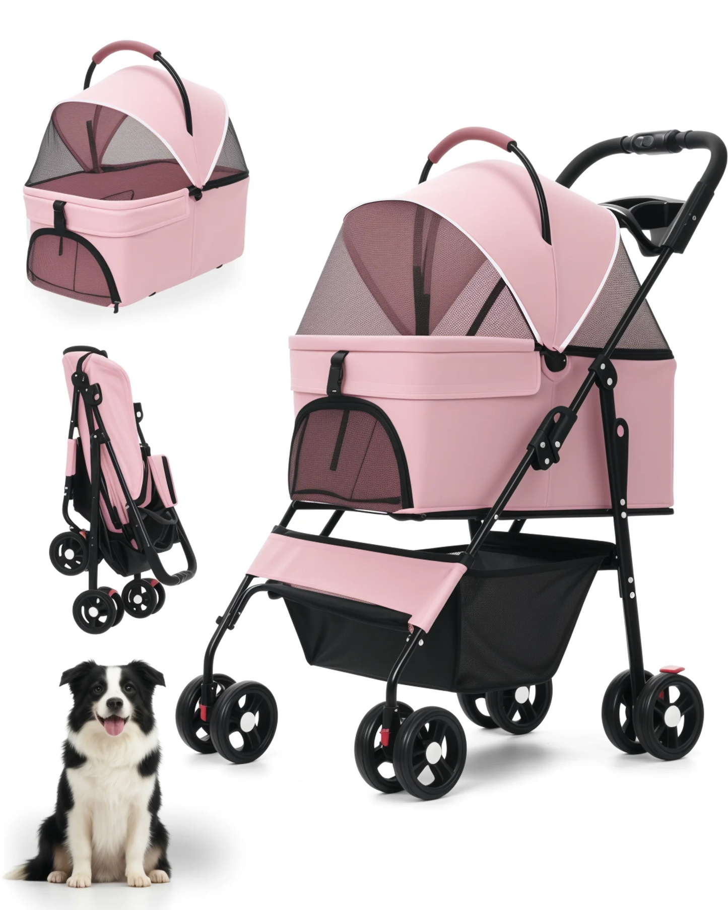 Cabusatly 2in1 Pet Stroller For Small Dogs Cats Foldable Carrier
