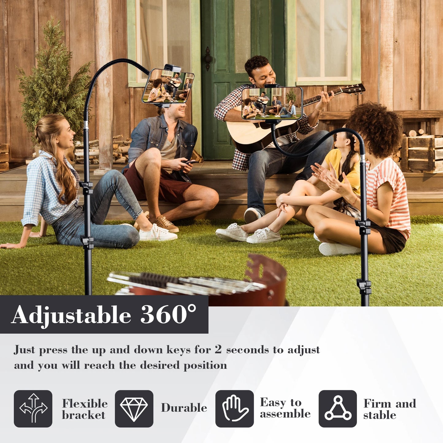 UEGOGO Portable Aluminum Tripod With Detachable Phone Clip And Wireless Remote