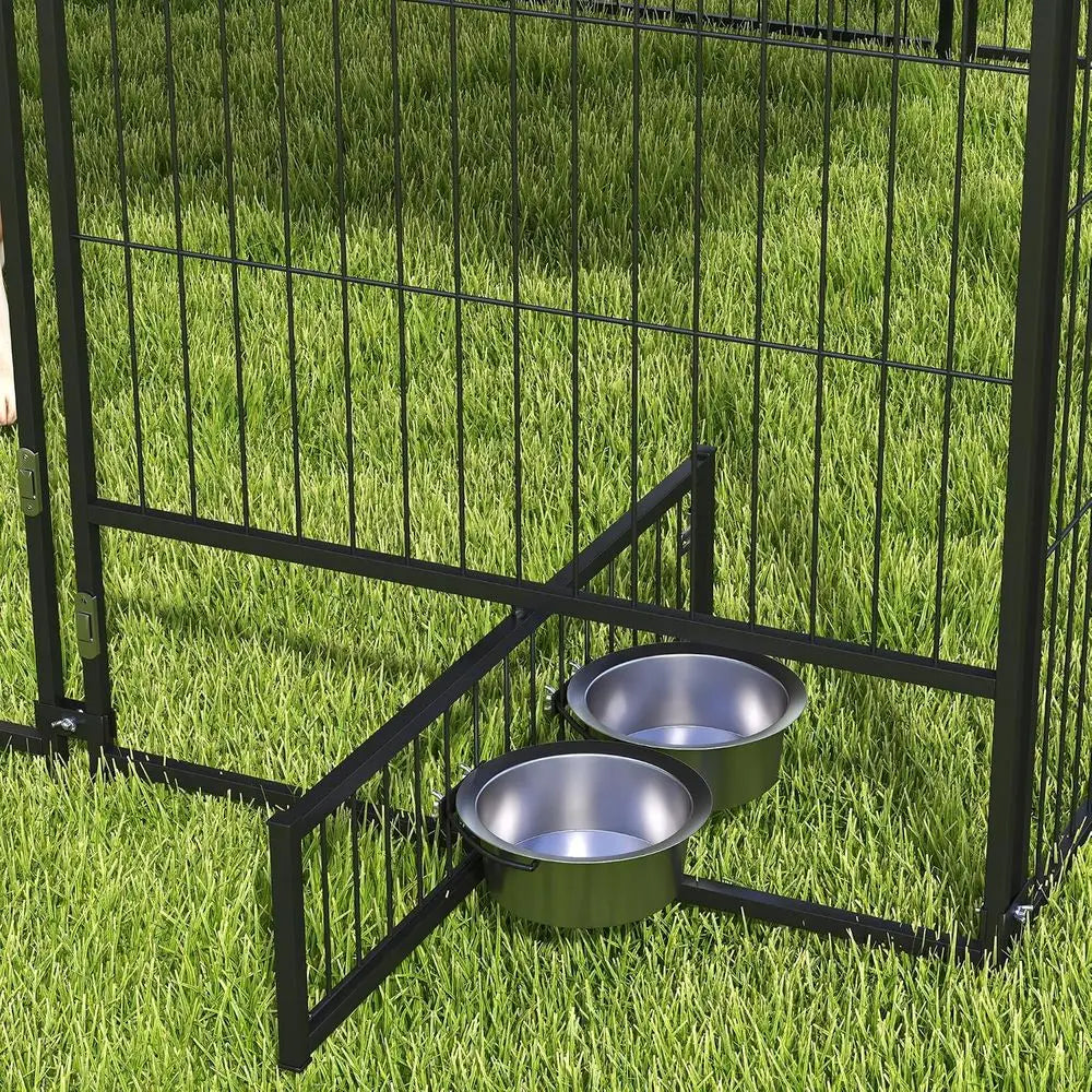 Outdoor Dog Kennel Covered Roof Play Pen Metal Garden Enclosure