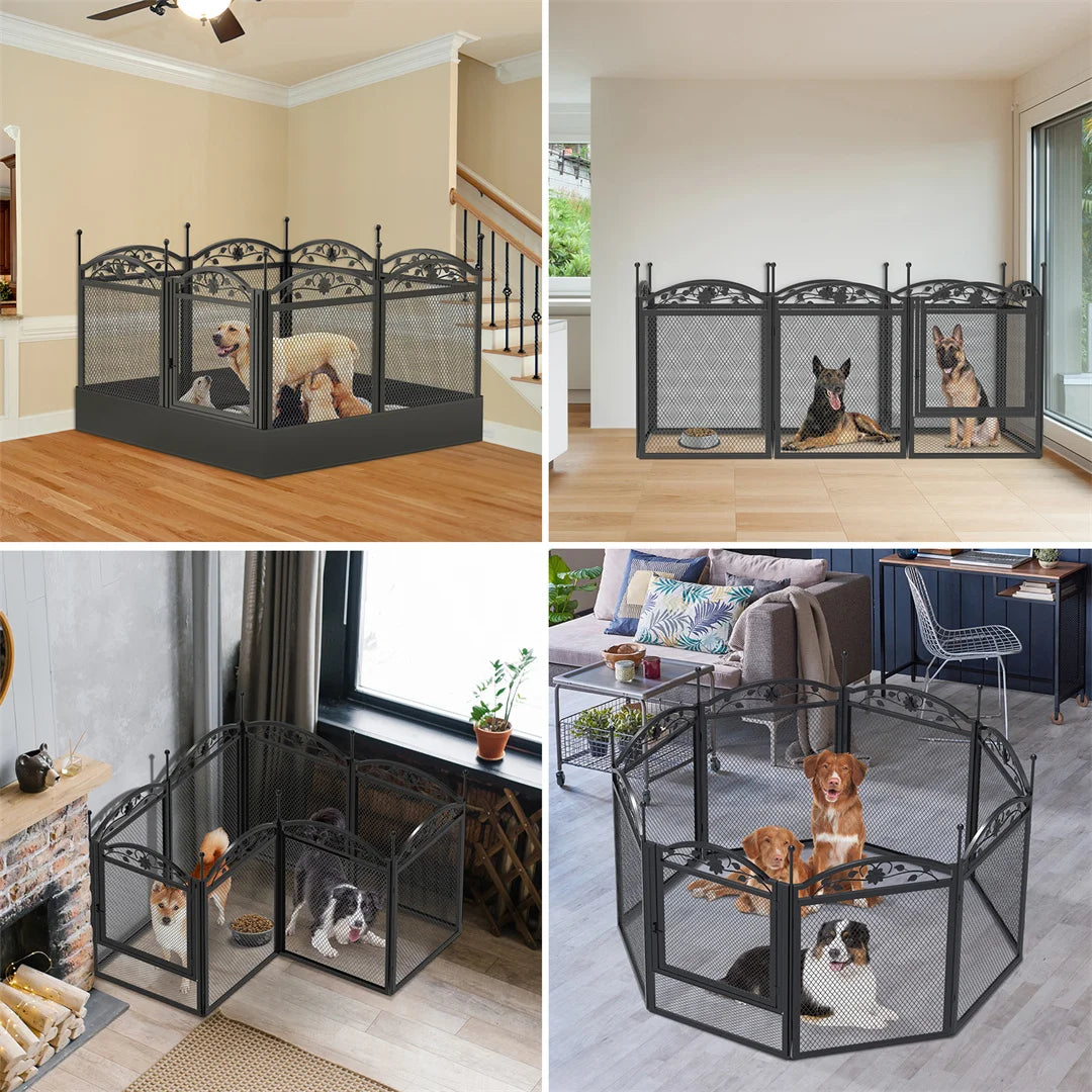BINGOPAW Heavy Duty Dog Playpen 8 Panels Outdoor Iron Fence Waterproof Pad
