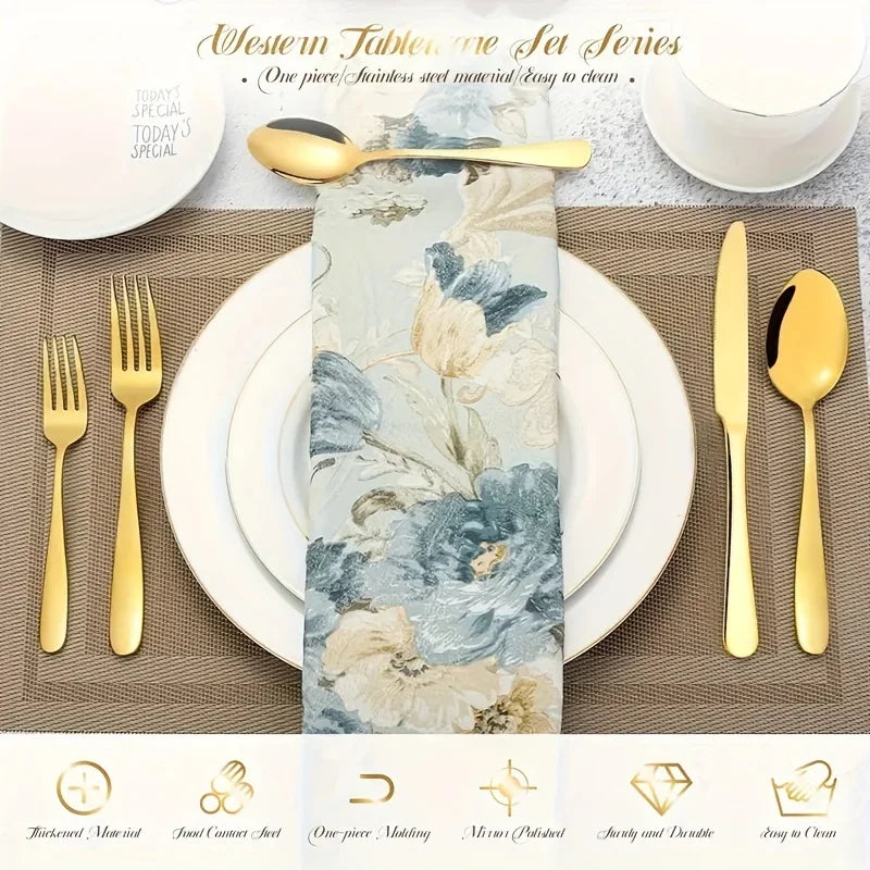 Luxury Golden Flatware Set 30 60 Piece Stainless Steel Cutlery