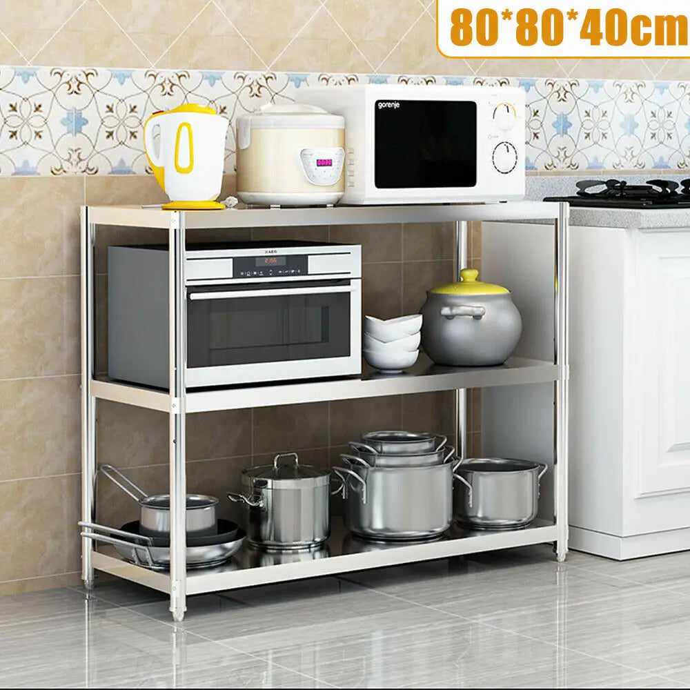Heavy Duty Stainless Steel Storage Shelving Rack Three Tier Organizer