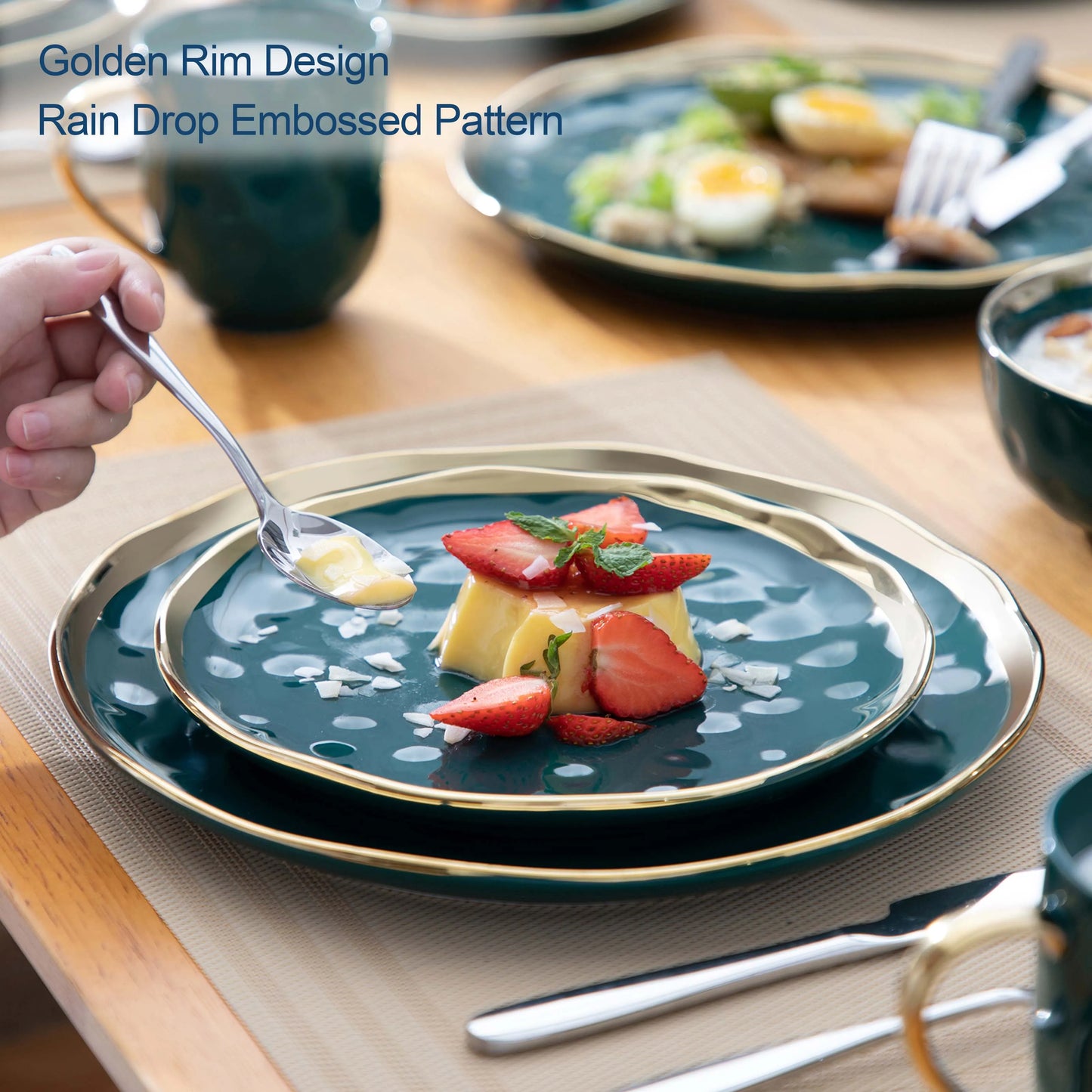 Malacasa Porcelain Dinnerware Set Gold Trim Casual Tableware