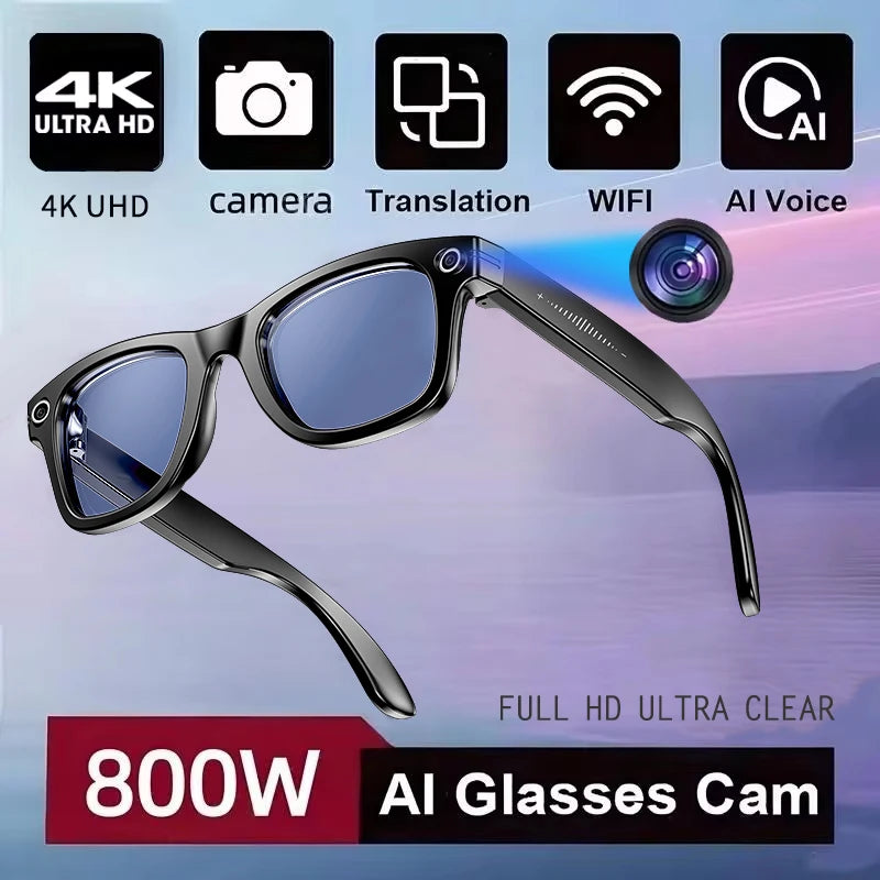 GUHUAVMI Camera AI Glasses With Translation, 720P Dual Cameras, Waterproof