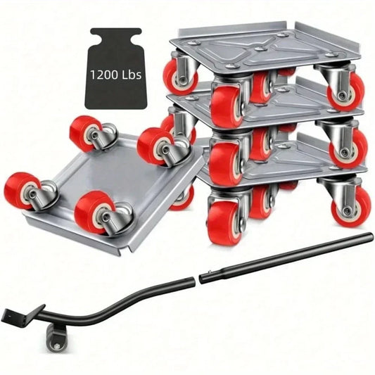 Furniture Movers With Wheels 4 Wheel Dolly 360 Degree Rotation Rubber Wheels
