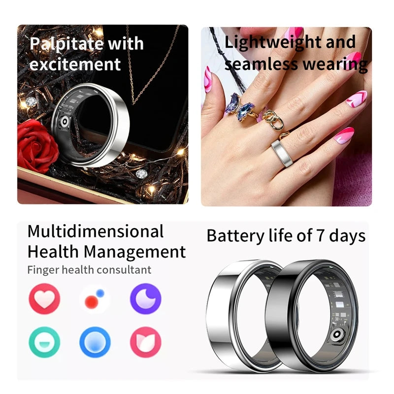 Smart Ring Bluetooth Call Heart Rate Blood Pressure Waterproof Monitor