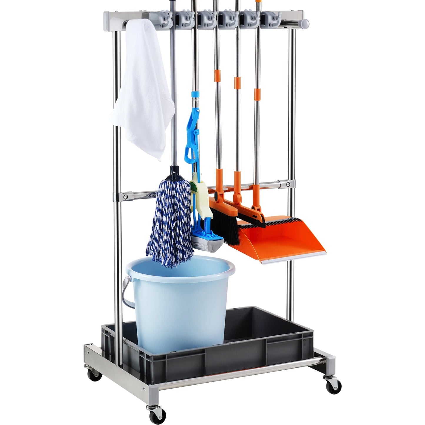 SucceBuy Garden Tool Organizer Rack With 10 Slots And Wheels