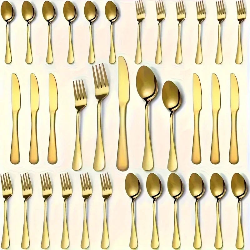 Luxury Golden Flatware Set 30 60 Piece Stainless Steel Cutlery