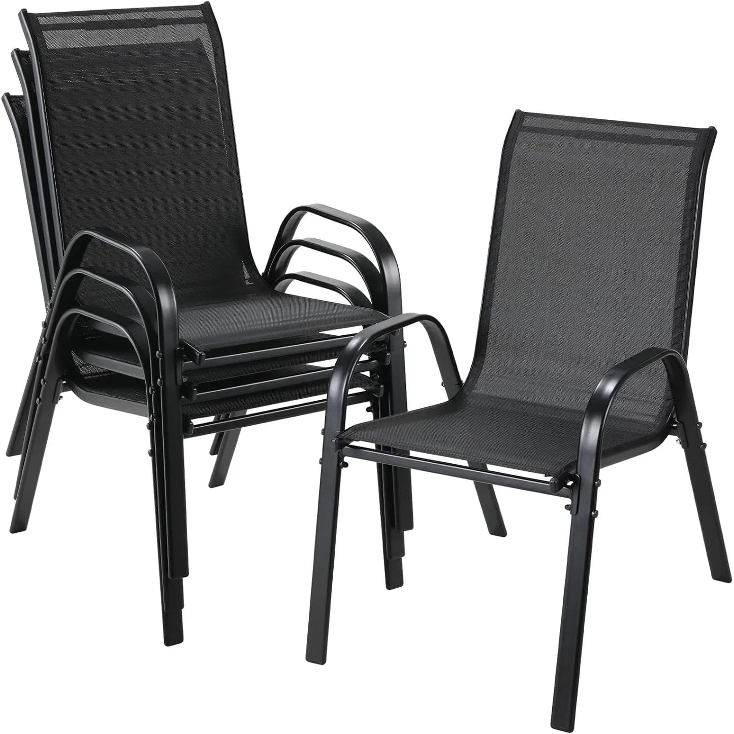 Folding Garden Chairs Set High Back Steel Iron Teslin Fabric