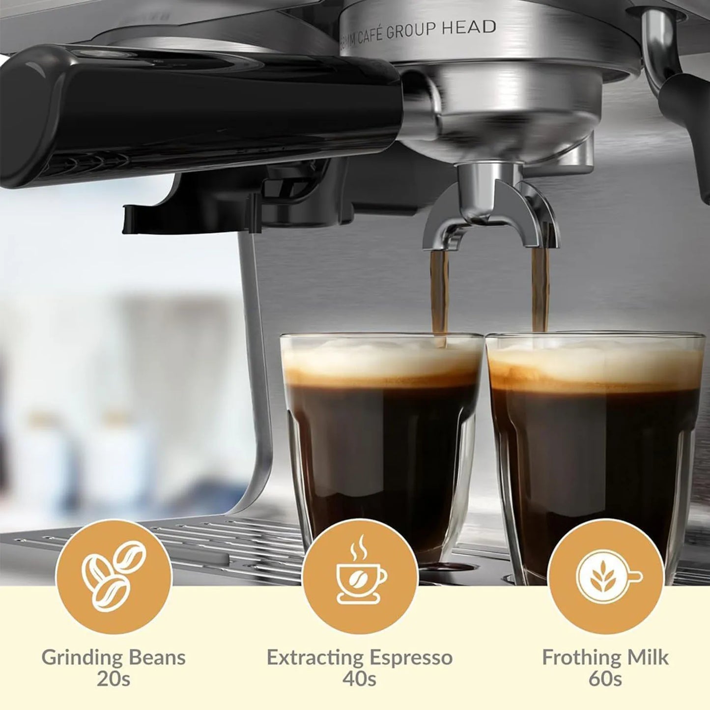 Acekool 20 Bar Espresso Machine With Grinder 1450W