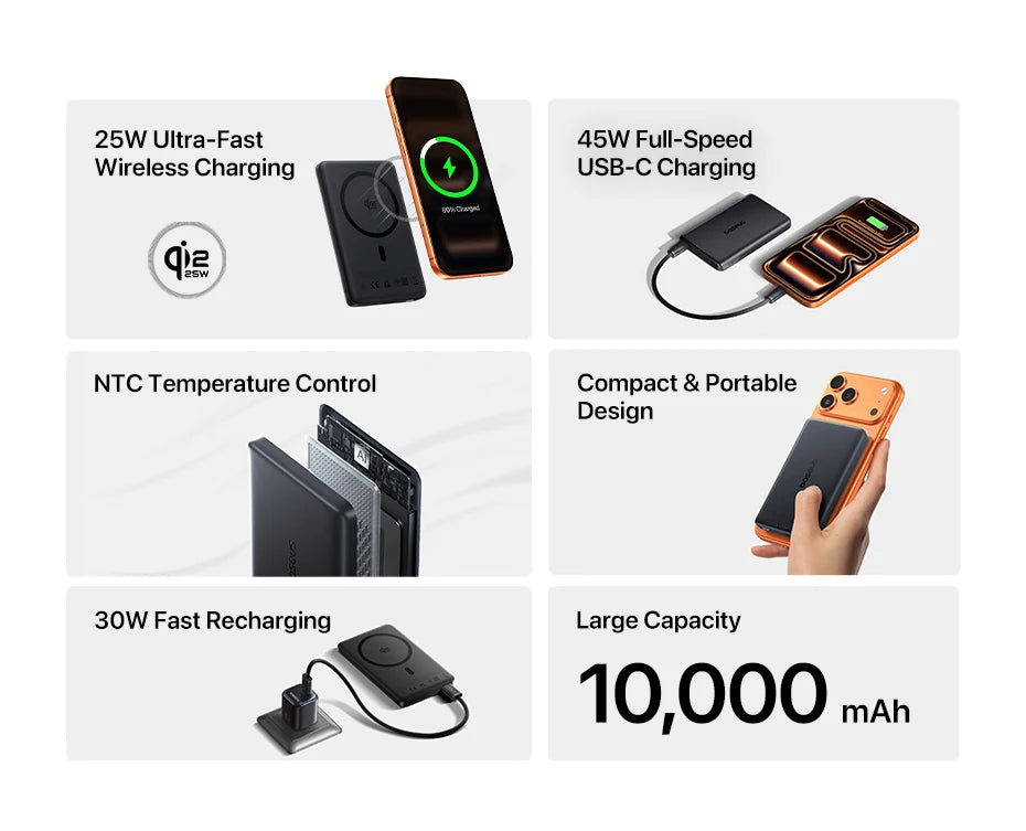 Baseus Qi2 25W Magnetic Wireless Power Bank 10000mAh PD 45W