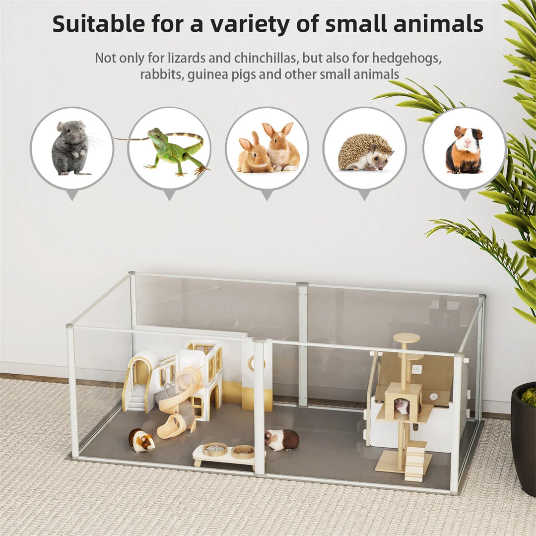 BINGOPAW Clear Acrylic Pet Playpen Whelping Pen With Waterproof Pad