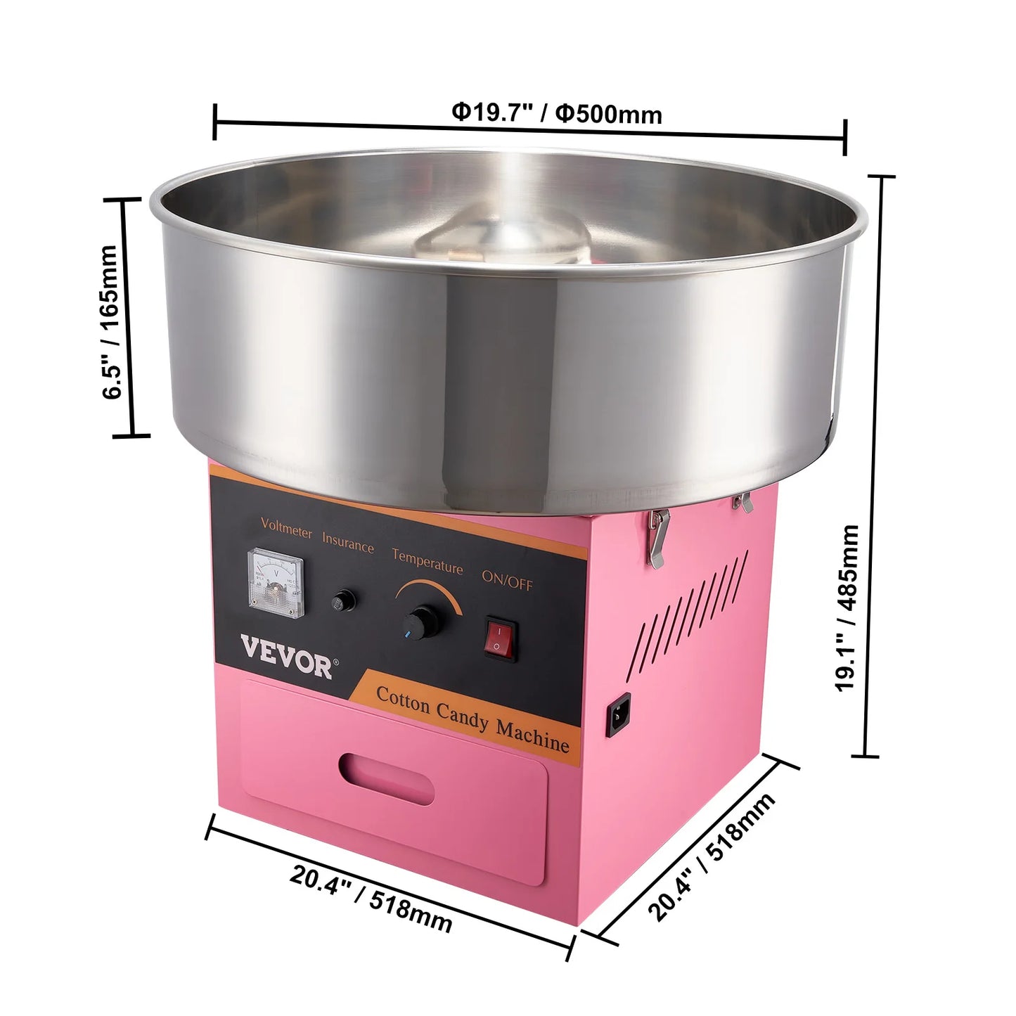 SucceBuy Electric Cotton Candy Machine Commercial Floss Maker Stainless Steel