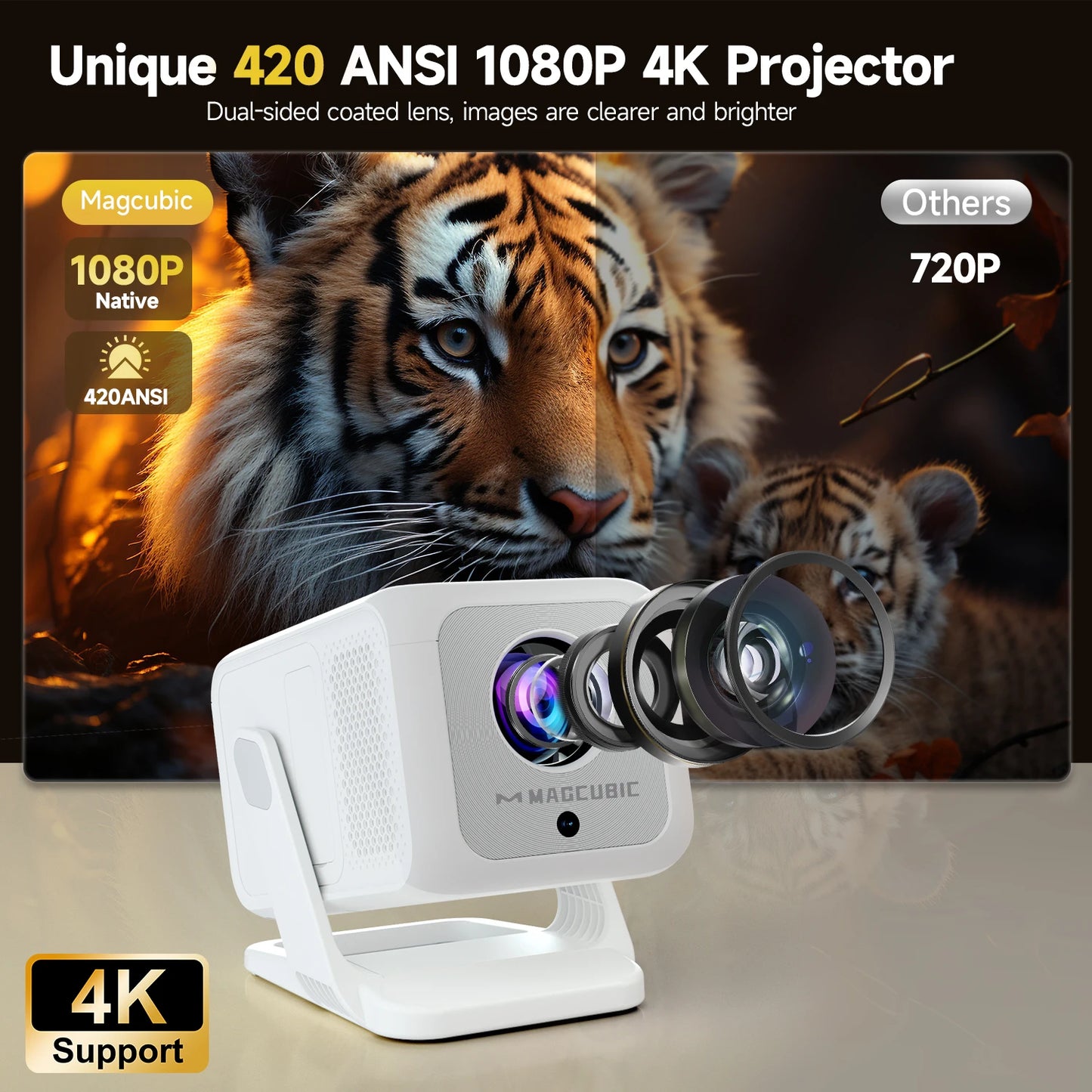 Magcubic HY310X Portable 4K Projector With WiFi Auto Focus