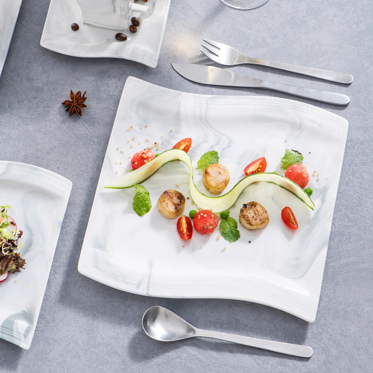 Malacasa Luxury Marble Finish Porcelain Dinnerware Set