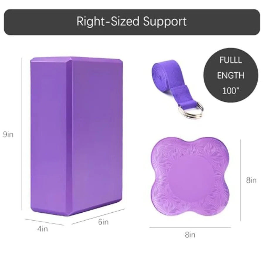 Yoga Block Set With Knee Pads Straps And Massage Roller