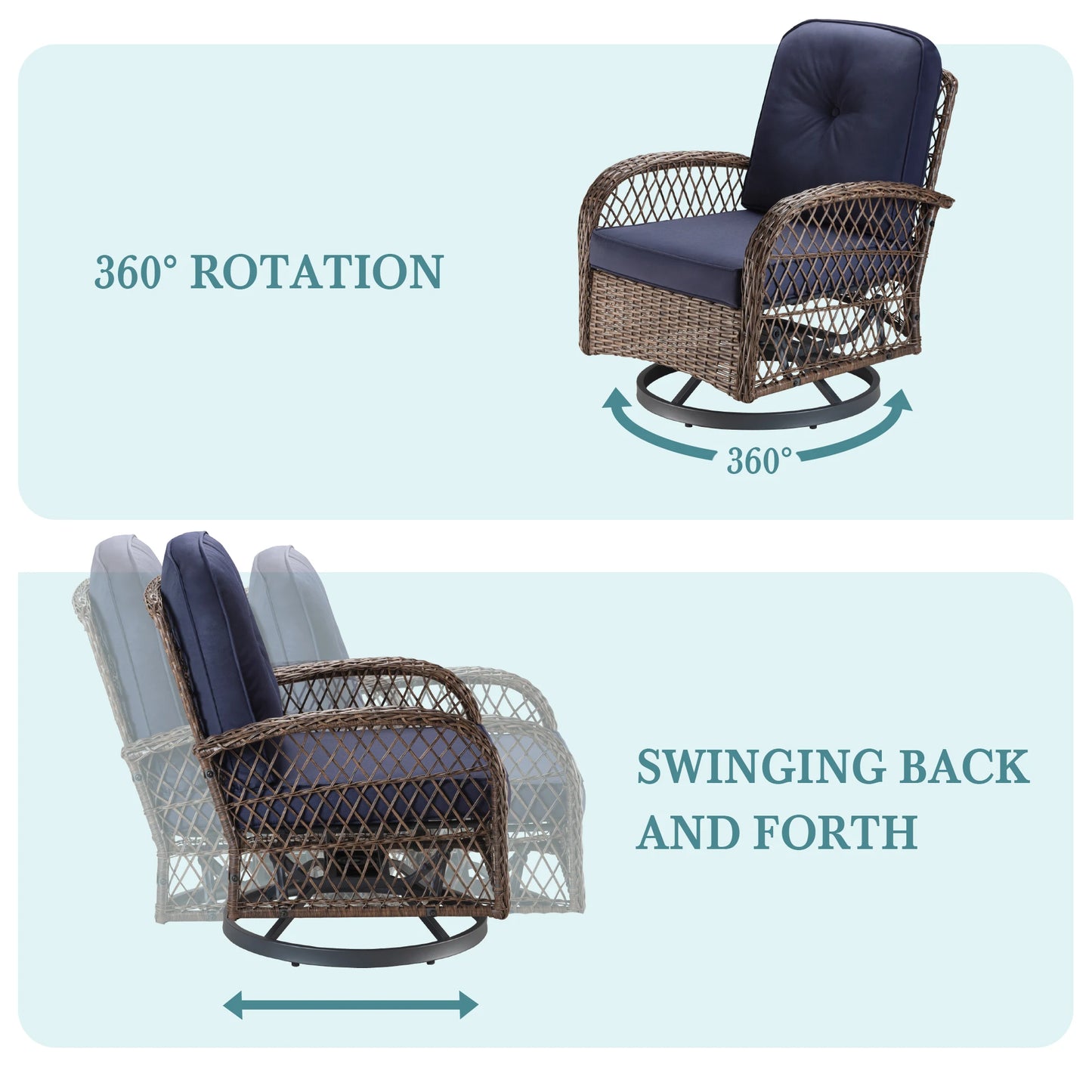 3 Piece Patio Furniture Set With Cushioned Bistro Chairs