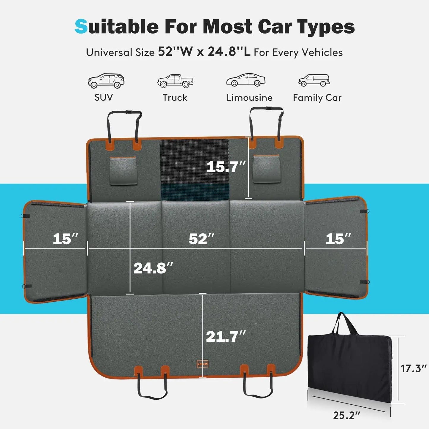 PU Leather Dog Back Seat Extender Waterproof Car Seat Cover