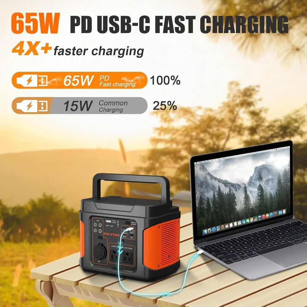Portable Solar Generator 400W 296Wh Backup Power Supply For Home