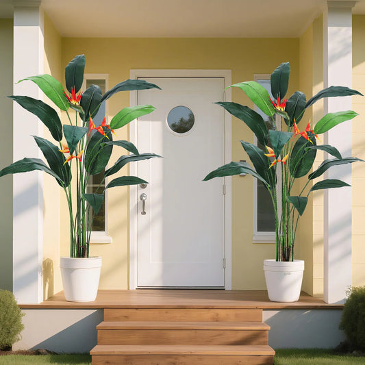 Transform your space with tropical elegance using this two-piece Bird of Paradise plant set that adds lush height and sunny drama to any room.