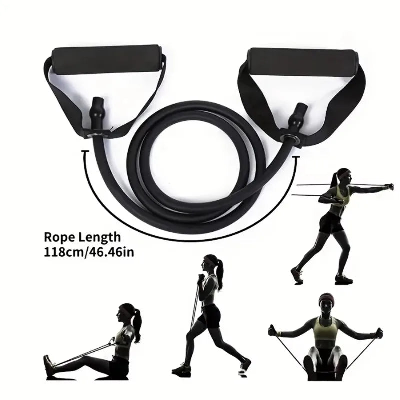 Home Gym Resistance Band Set With Four Levels, Comfort Grip Handles, Door Anchor And Carry Bag