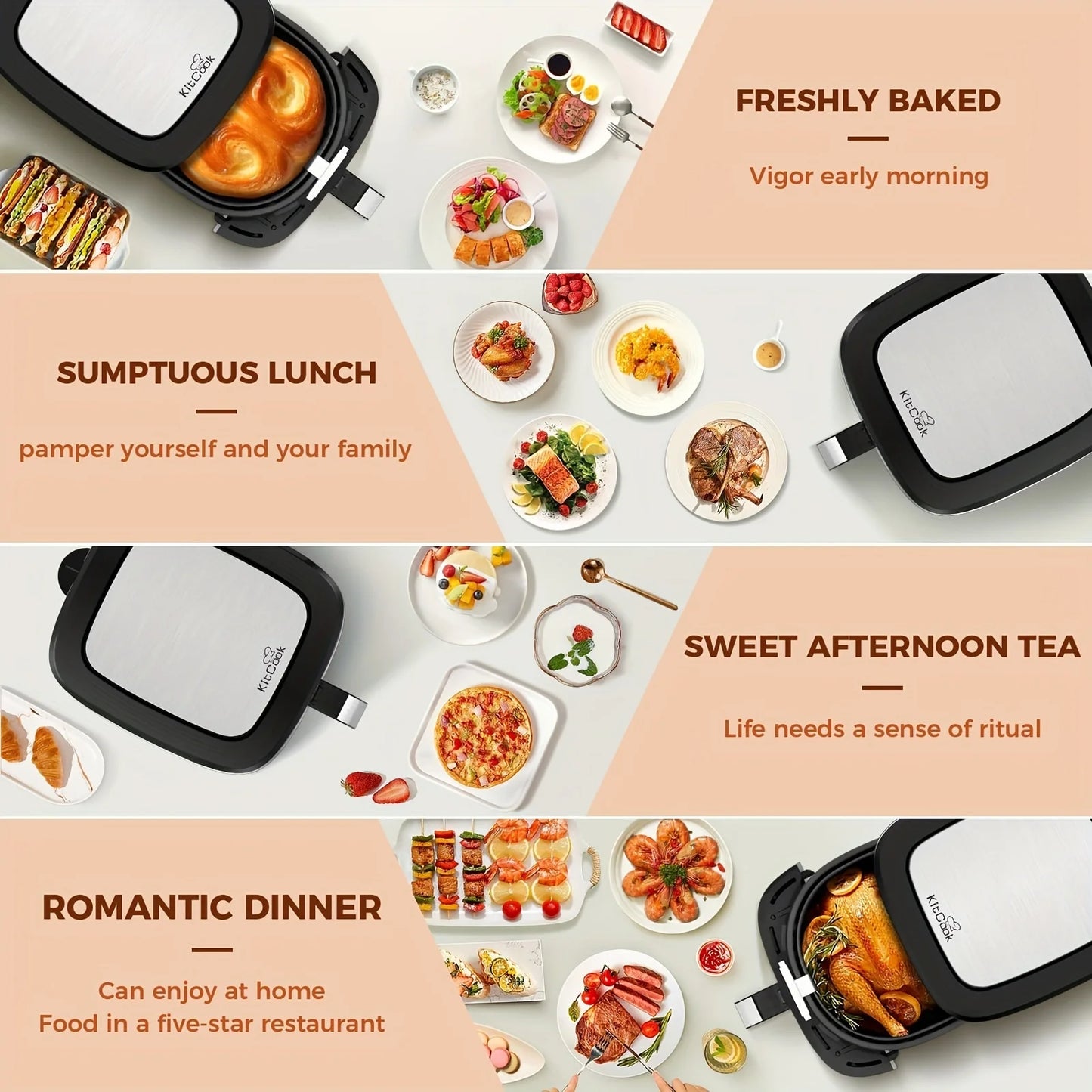 KitCook AF7502 1500W Air Fryer With Digital Touch Screen And 8 Presets