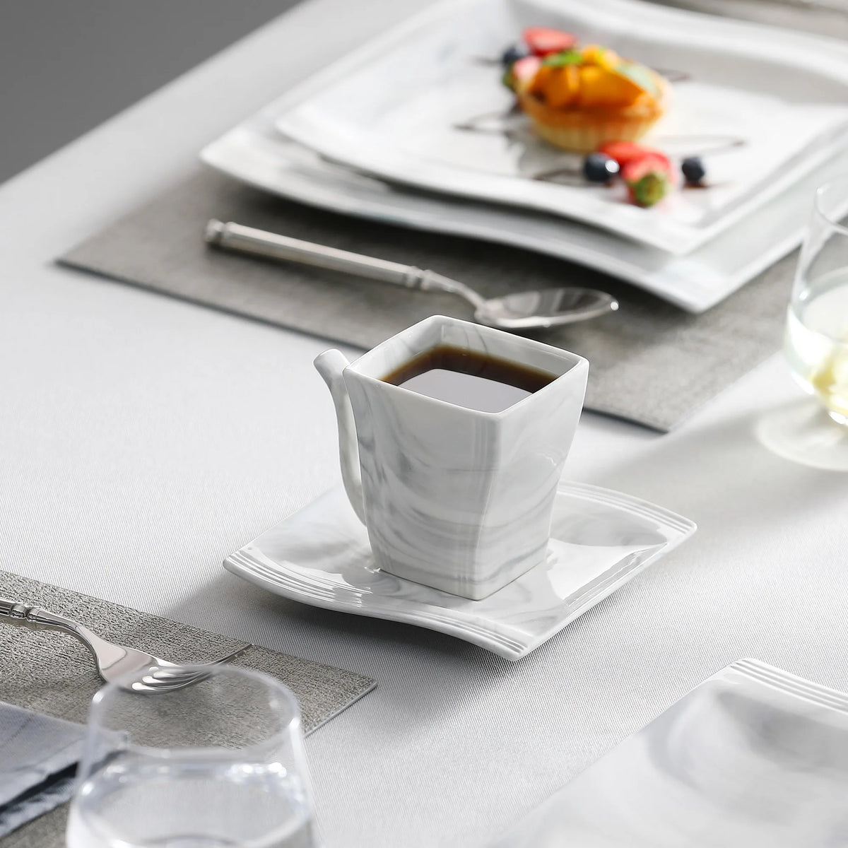 Malacasa Luxury Marble Finish Porcelain Dinnerware Set
