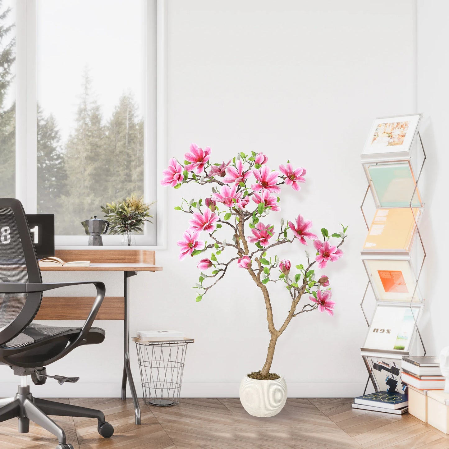HiMISS Lifelike Magnolia Tree Silk Plant for Home Decor