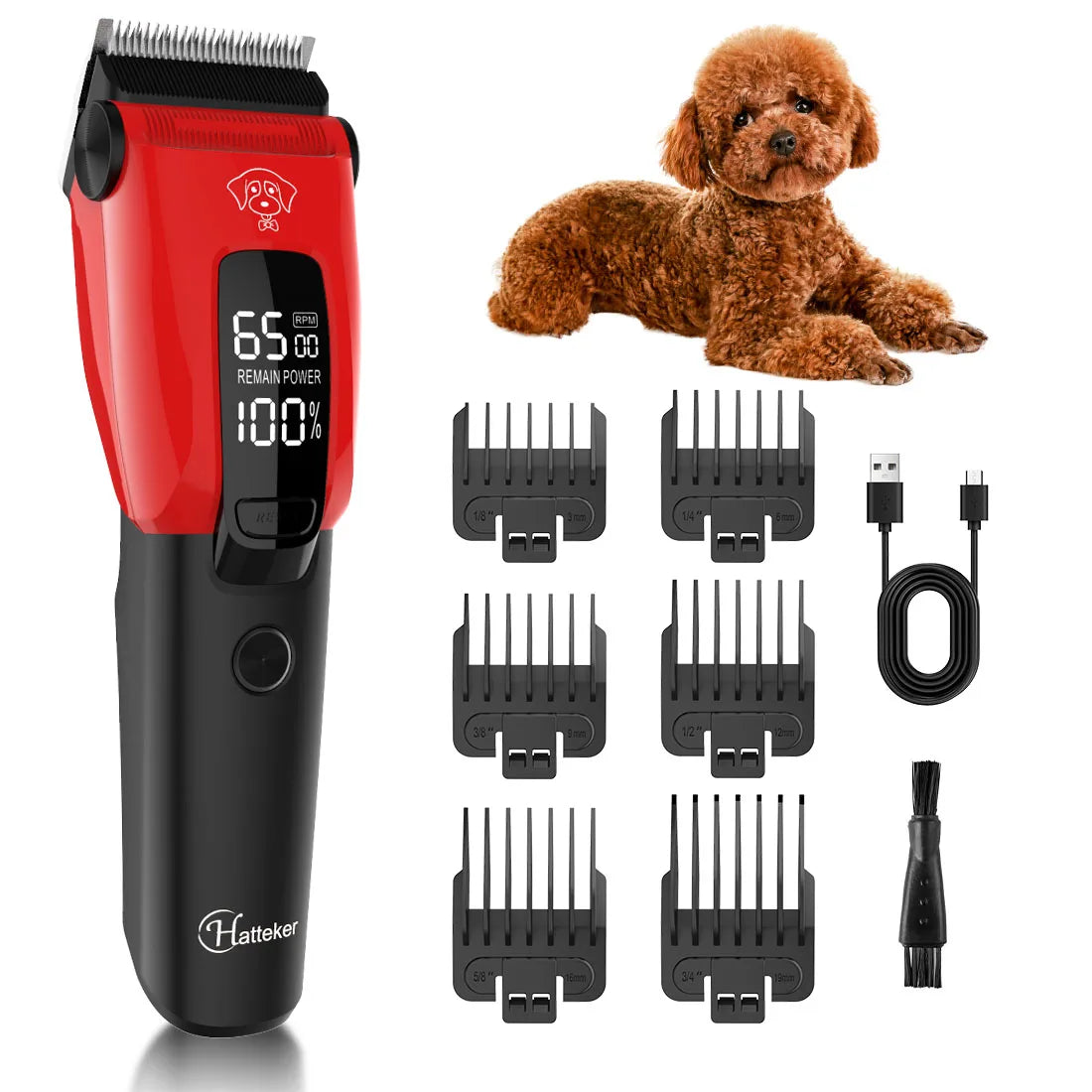 HATTEKER Electric Pet Hair Clipper Dogs And Cats Grooming Rechargeable