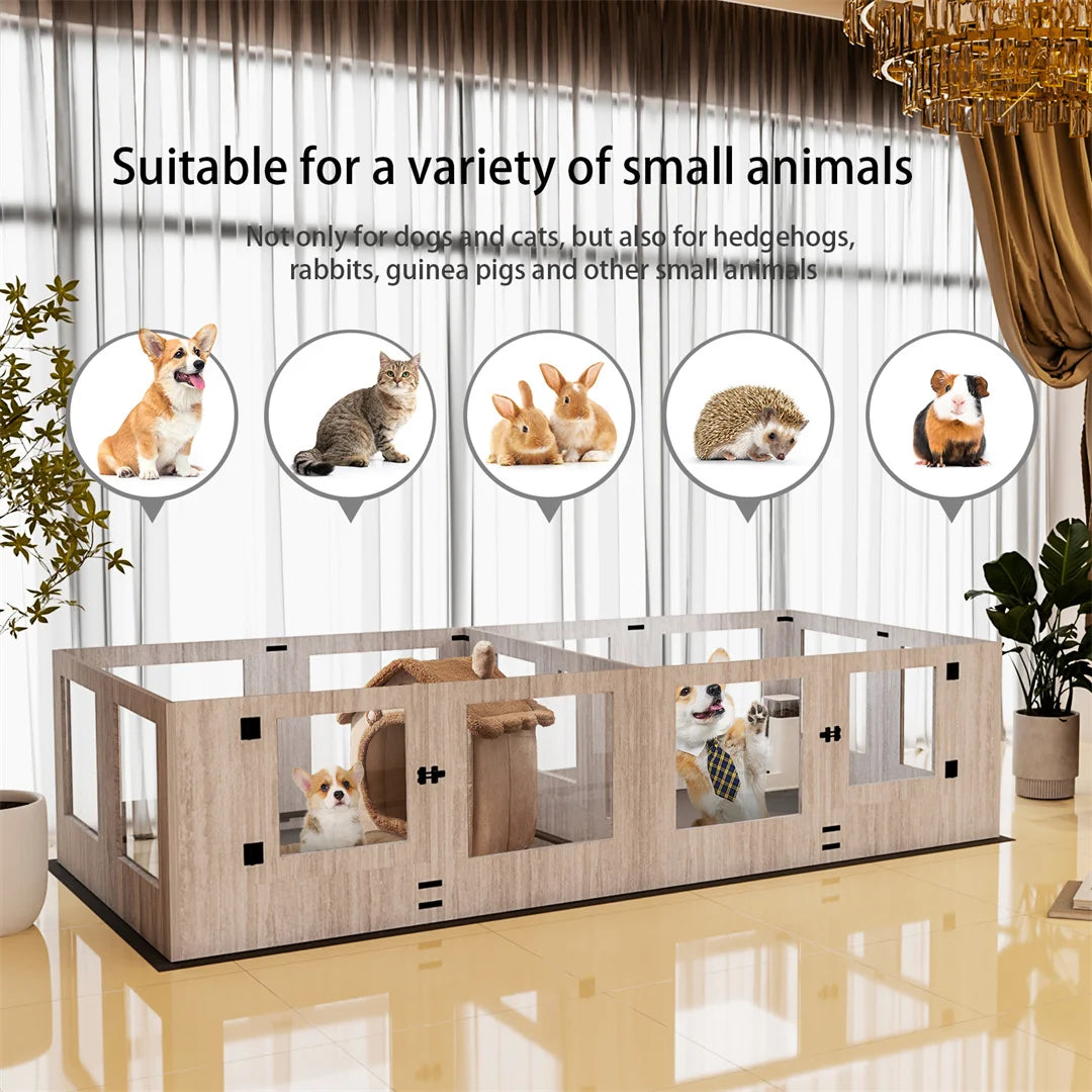 Bingopaw Detachable Tempered Glass Dog Playpen Whelping Box Protective Rails