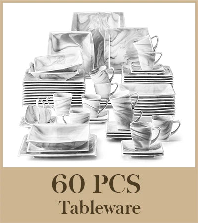 MALACASA Marble Porcelain Dinnerware Set Service for 12