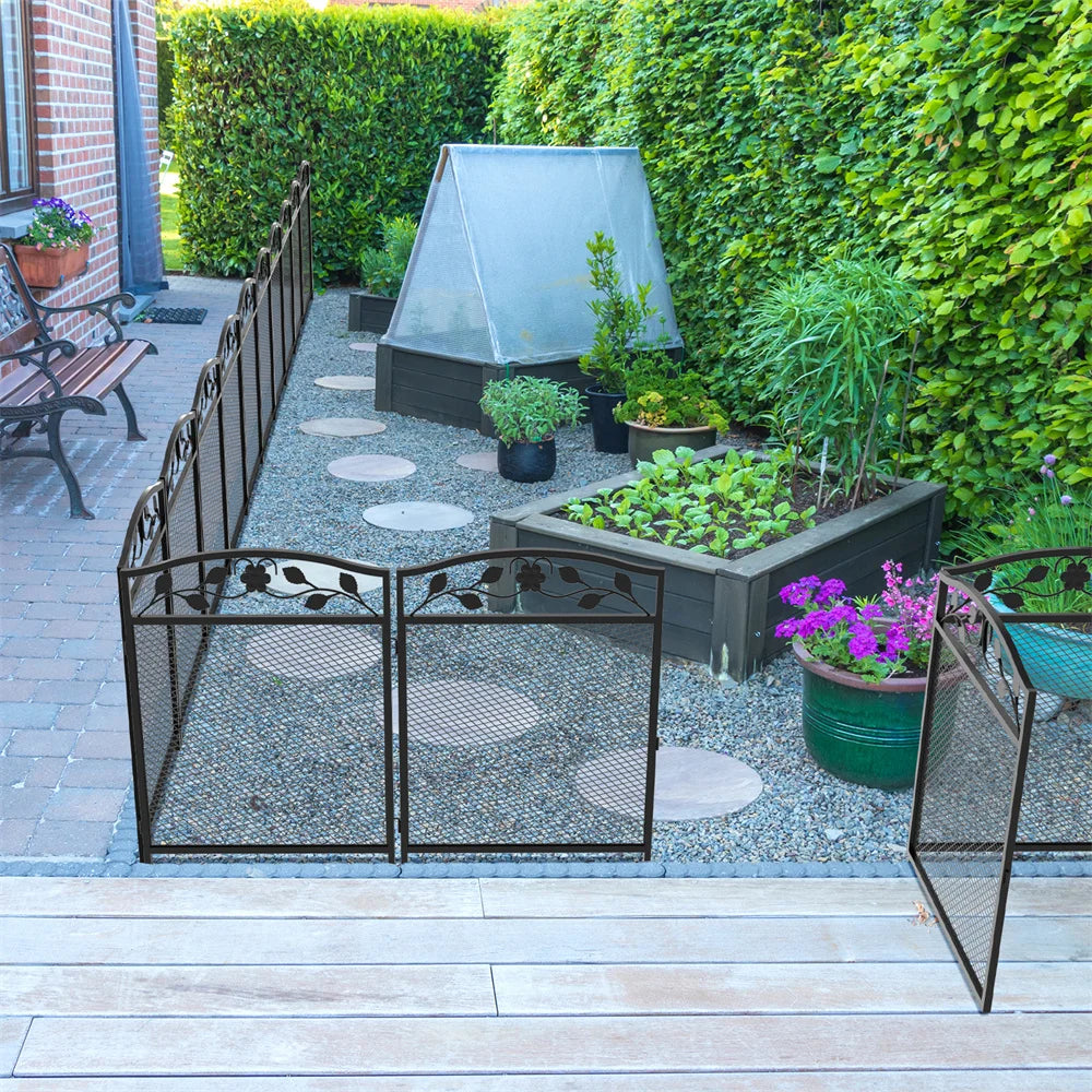 Borwart Wrought Iron Dog Fence Panels Pet Running Exercise Barrier