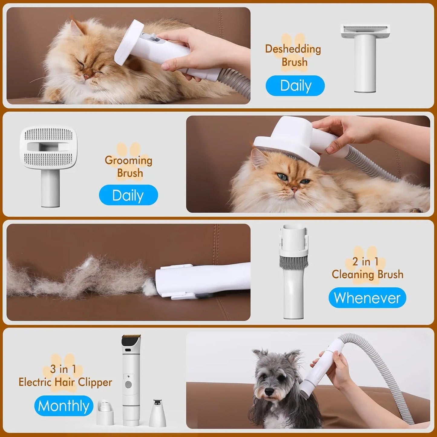 Groom at home with salon quality results using a cordless pet grooming vacuum designed for quiet operation, powerful suction, user friendly cleaning, and effortless upkeep between sessions.