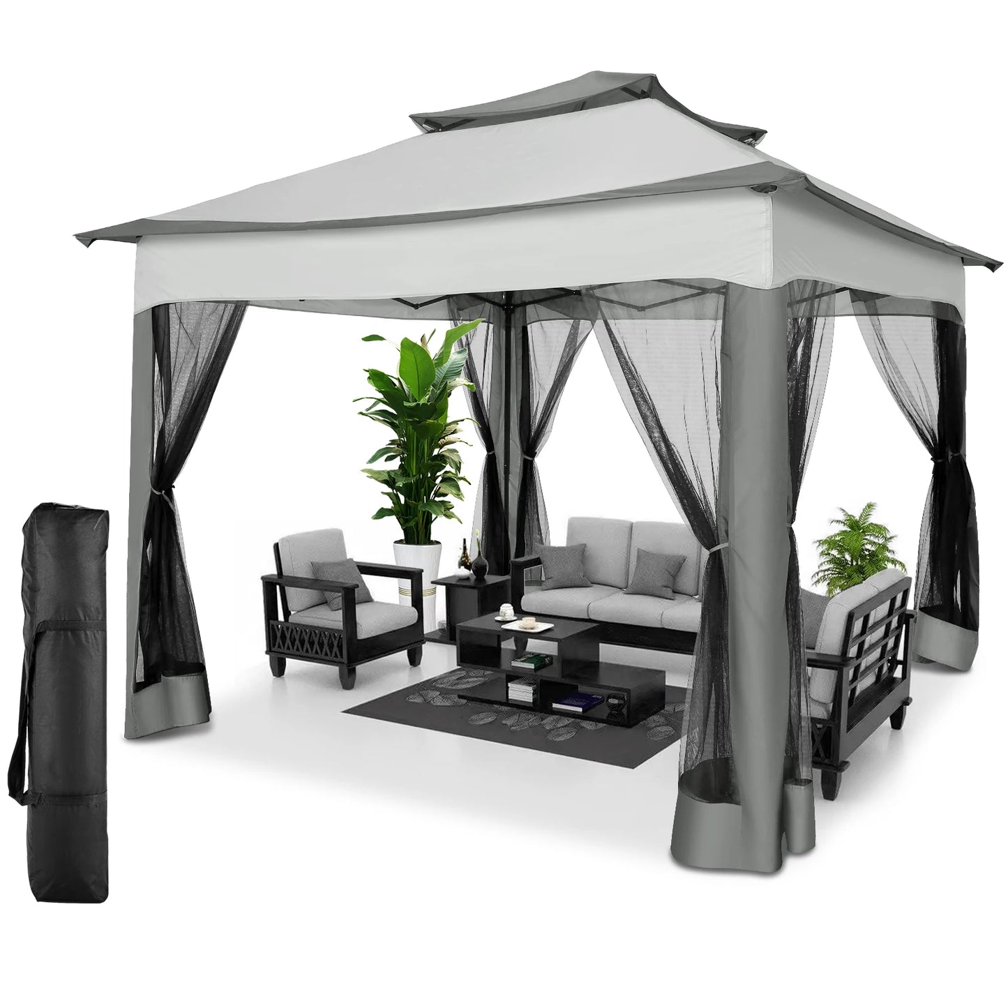 Cobizi Pop Up Gazebo With Mosquito Netting And Double Roof