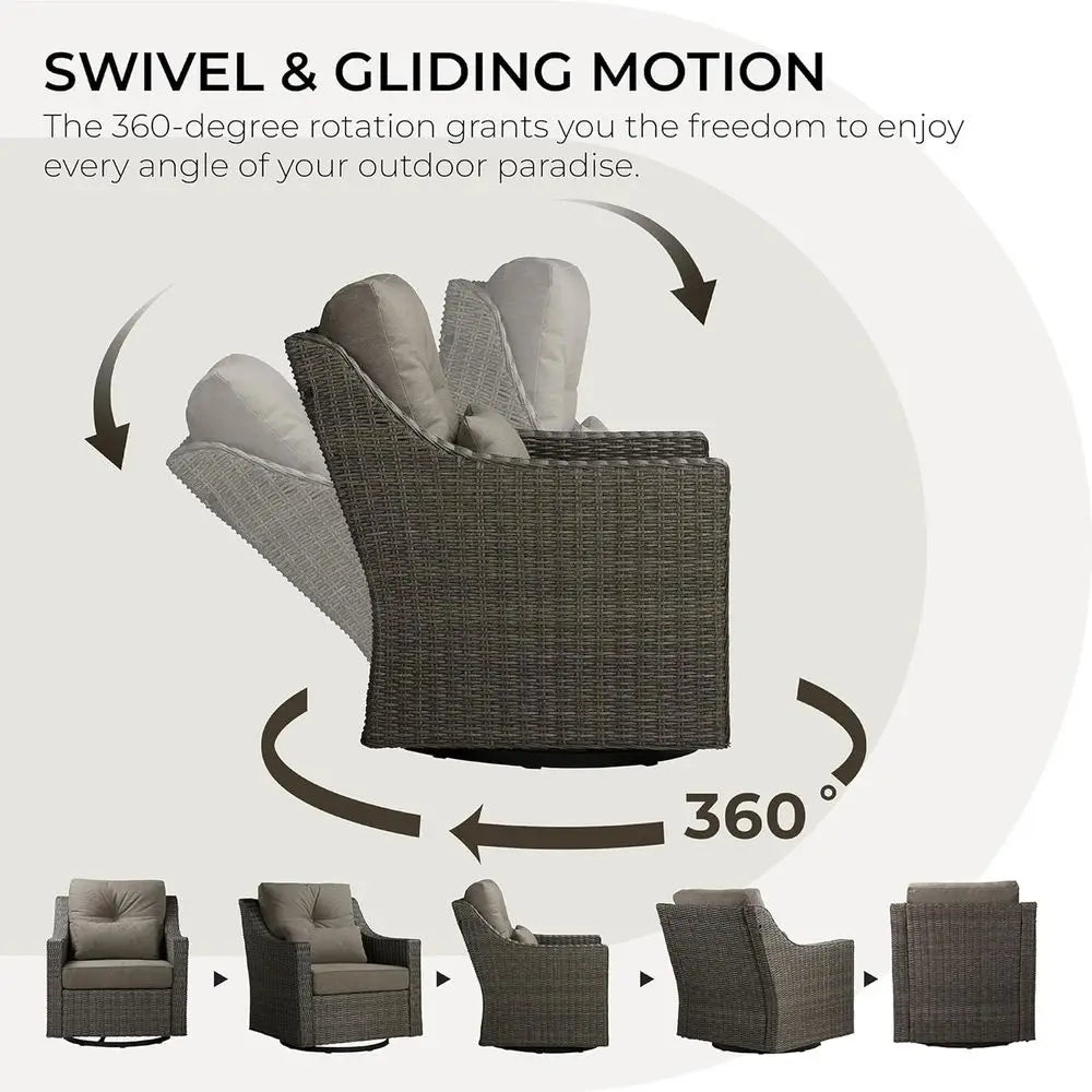 360 Degree Swivel Wicker Rocking Chair With Cushions