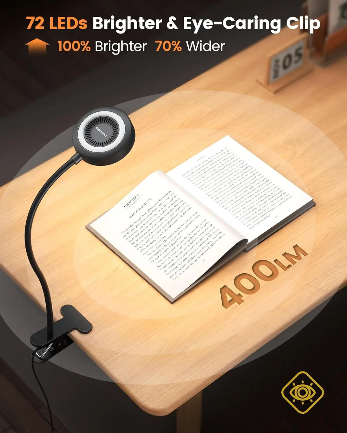 Clip On LED Lamp With Remote 72 LEDs Dimmable Timer