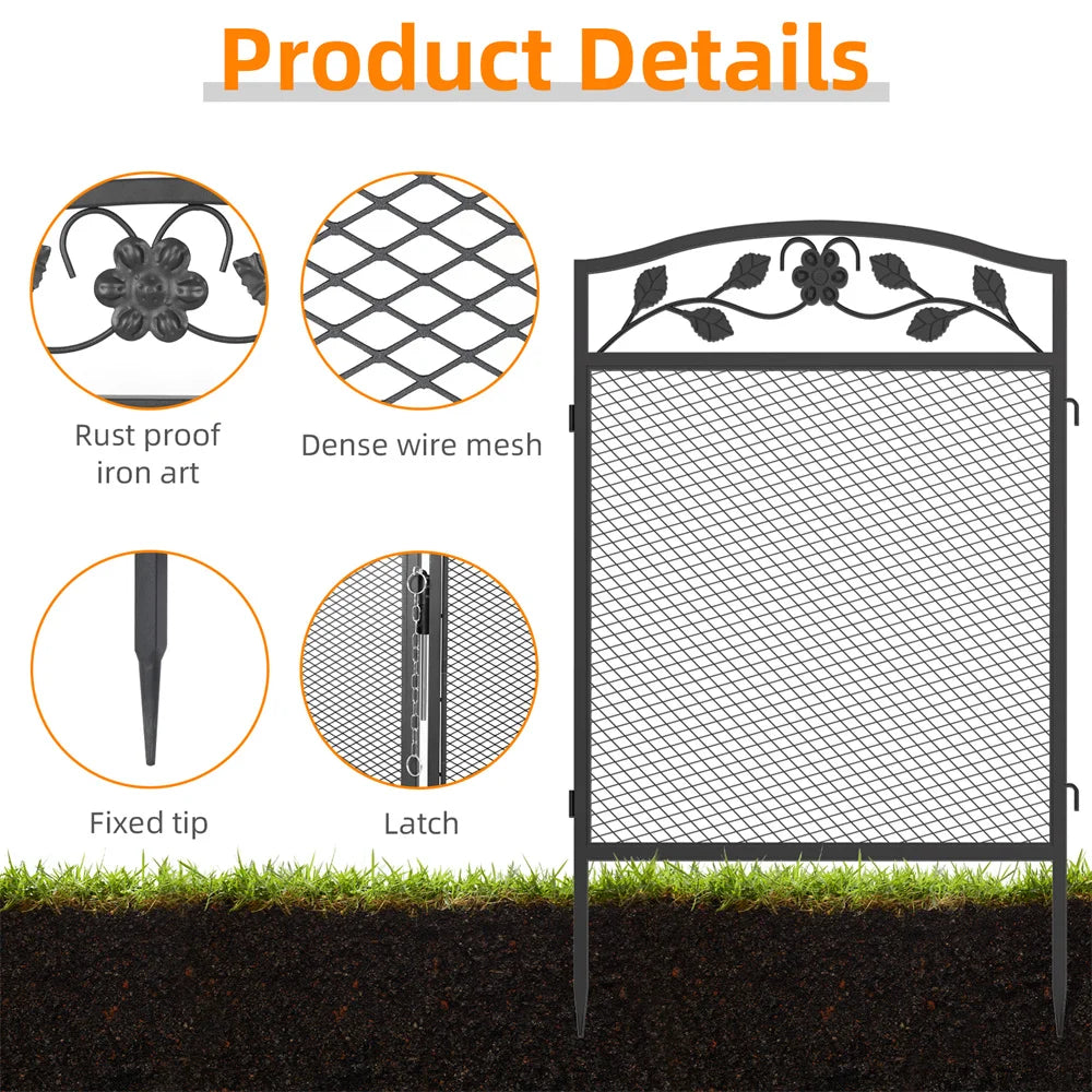Borwart Wrought Iron Dog Fence Panels Pet Running Exercise Barrier