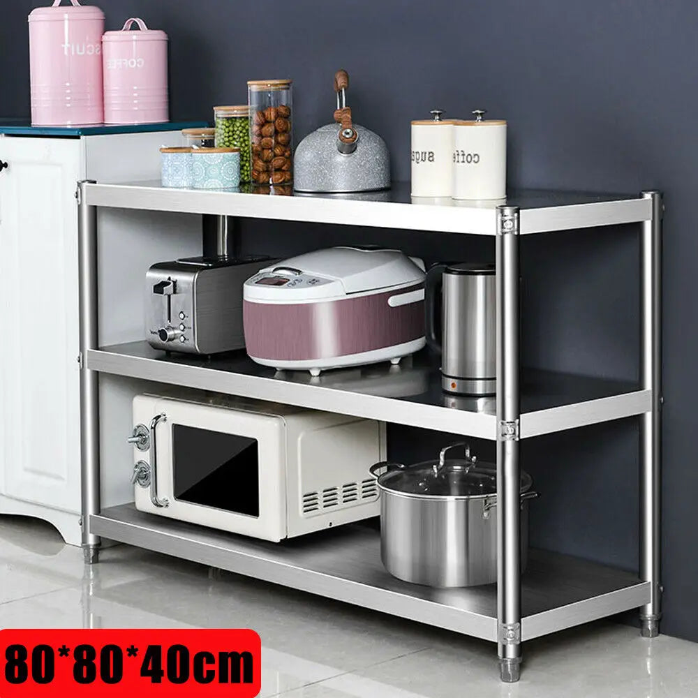 Heavy Duty Stainless Steel Storage Shelving Rack Three Tier Organizer