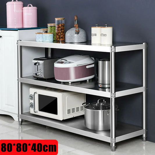 Heavy Duty Stainless Steel Storage Shelving Rack Three Tier Organizer