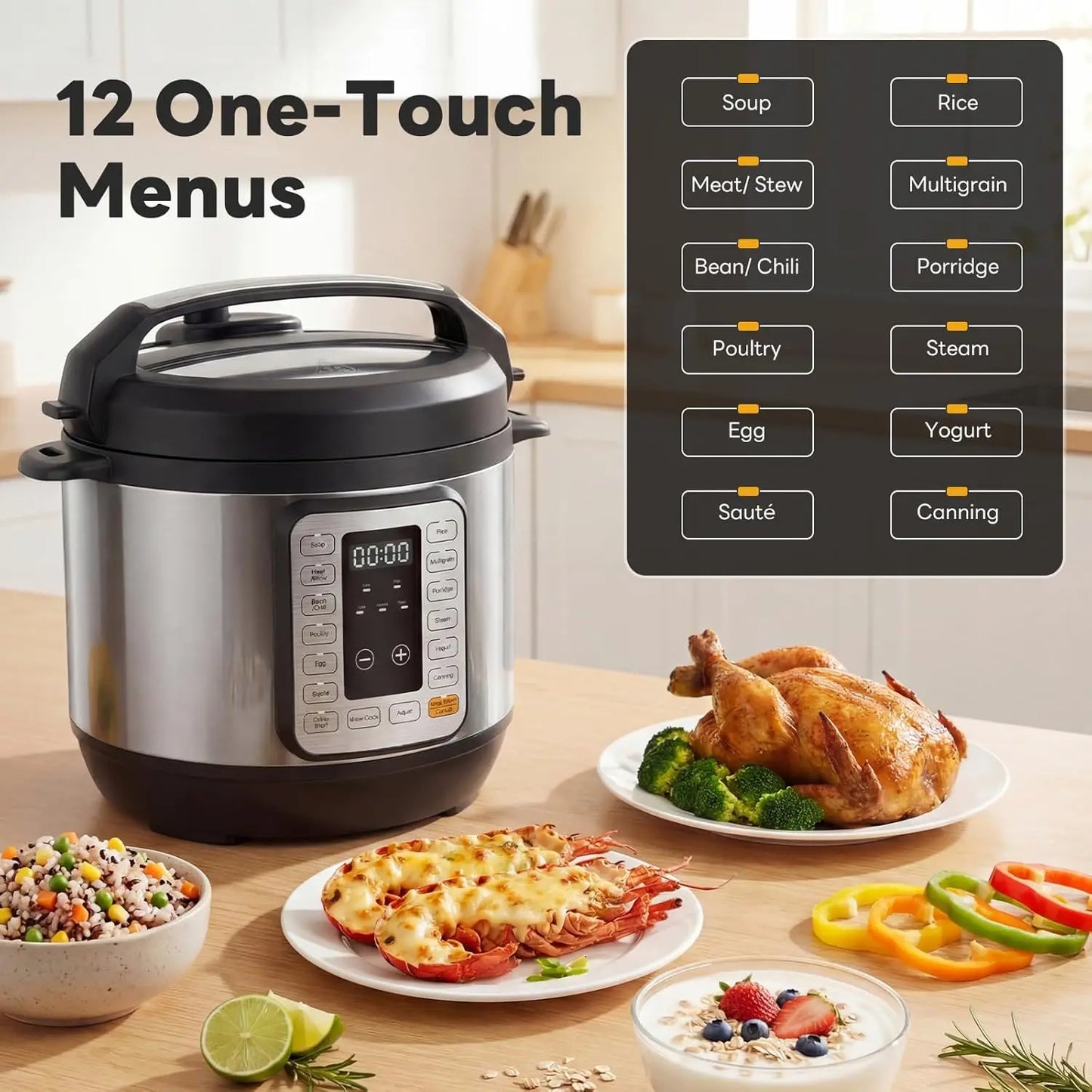 Electric Pressure Cooker 16-In-1 Multi Cooker With Ceramic Pot Yogurt Maker