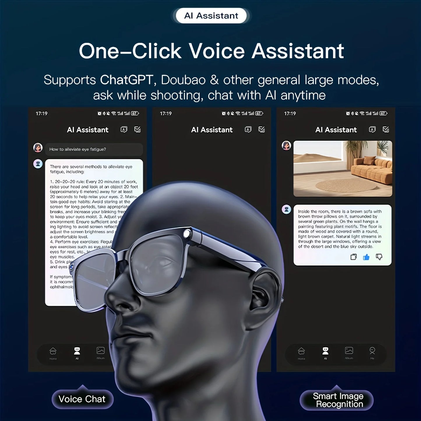 Fecoul M02S Camera Video Glasses With AI Translation Object Recognition Real Time Q And A HD Calls And HiFi Music