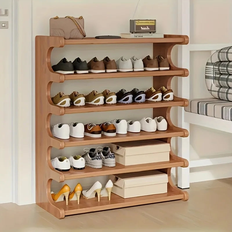 Wood Grain Shoe Rack, Multi Layer Storage, Space Saving Design