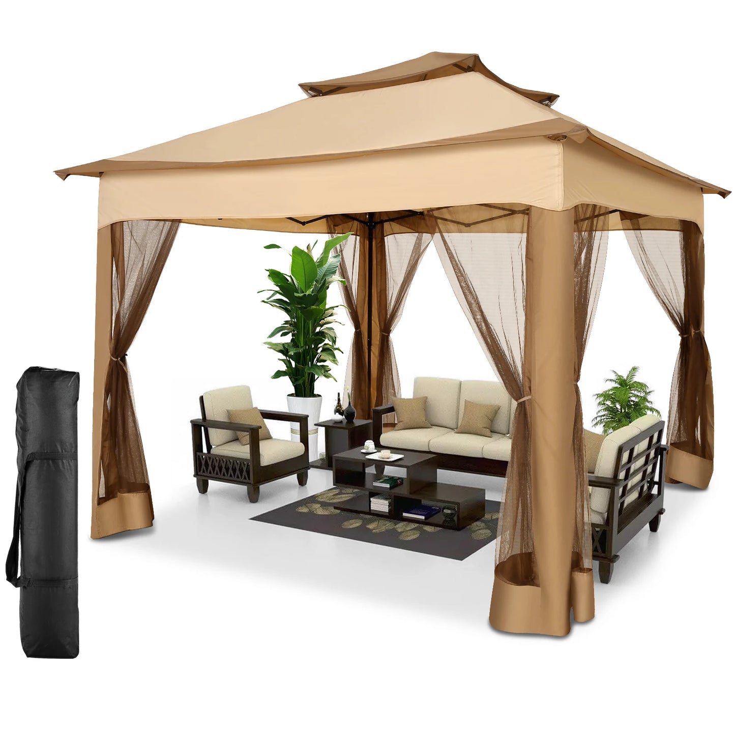 Cobizi Pop Up Gazebo With Mosquito Netting And Double Roof