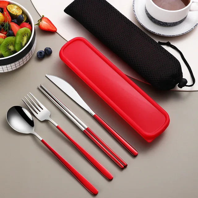 High Quality Stainless Steel Portable Cutlery Set With Travel Box